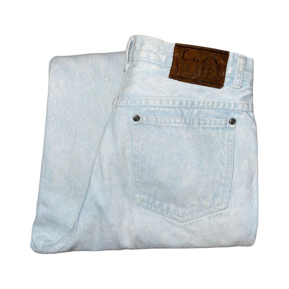 L.A. Blues Denim - L.A. Blues Vintage 1990's 90's Light Wash Bleached Relaxed Tapered Leg Jeans 14